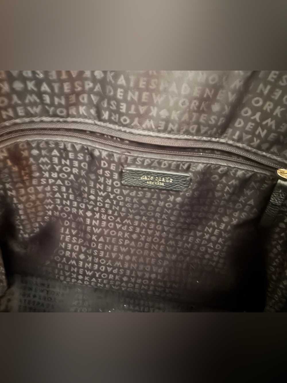 Kate spade Black Leather Embossed Logo Tote - Picture 6 of 6